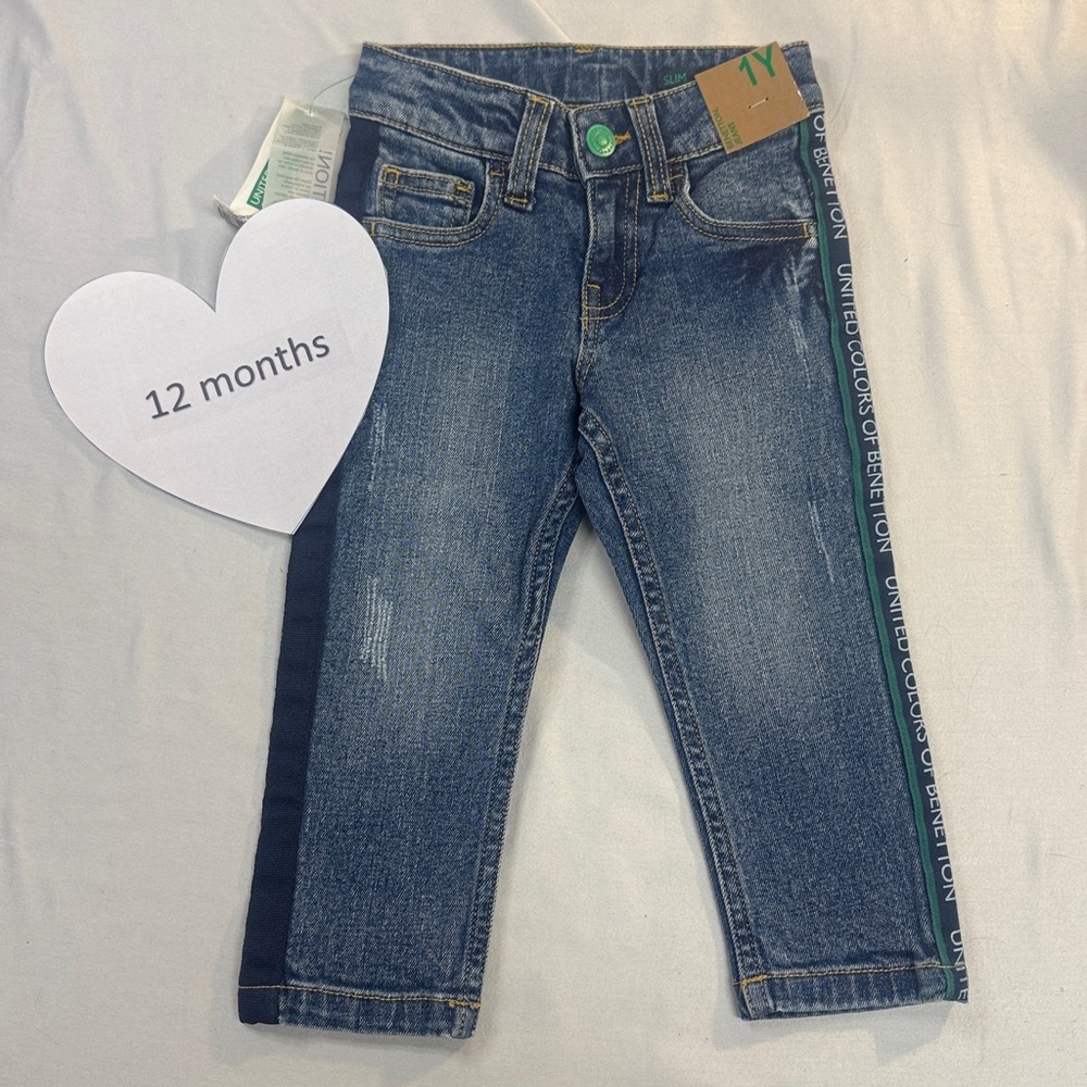 NWT - United Colors of Benetton - infant/baby denim jeans. Size 12 months
